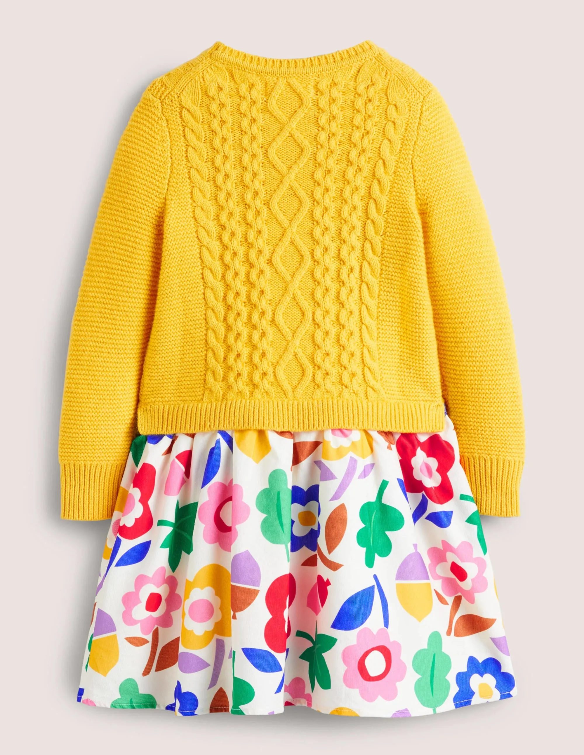 Woven & Knit Mix Dress-Ochre Acorn Floral