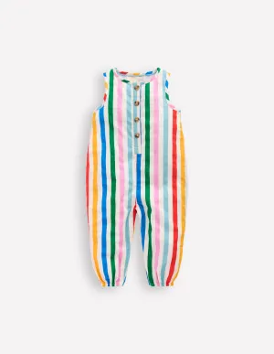 Woven Romper-Rainbow Multi Stripe