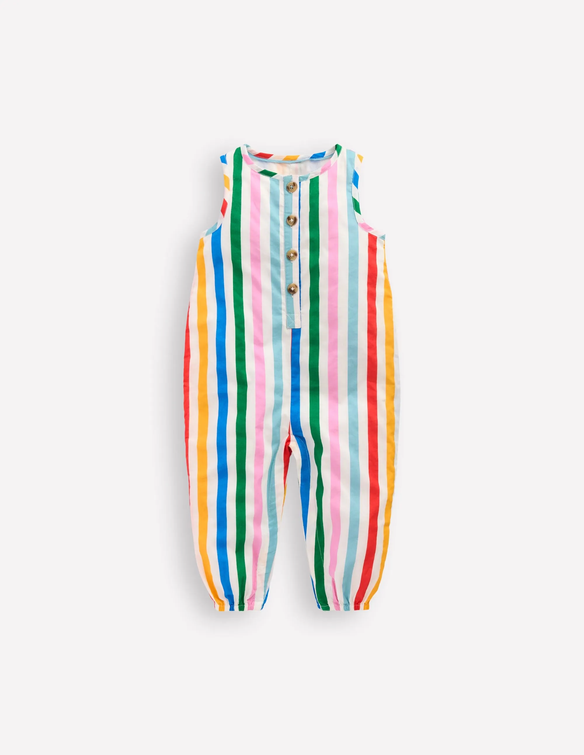 Woven Romper-Rainbow Multi Stripe