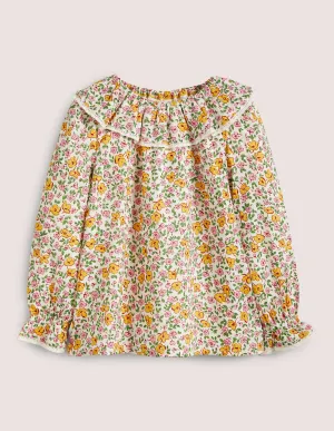 Woven Scallop Collar Top-Vanilla Pod Vintage Floral